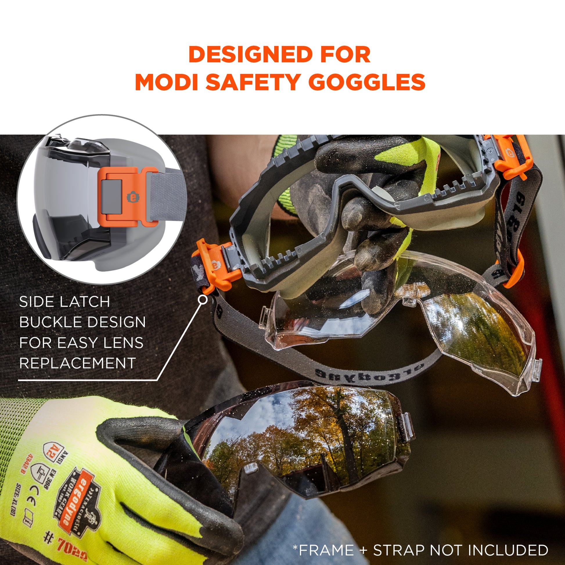 Ergodyne Skullerz MODI OTG Anti-Scratch & Enhanced Anti-Fog Safety Goggles Replacement Lens - 60304- 1 Pair