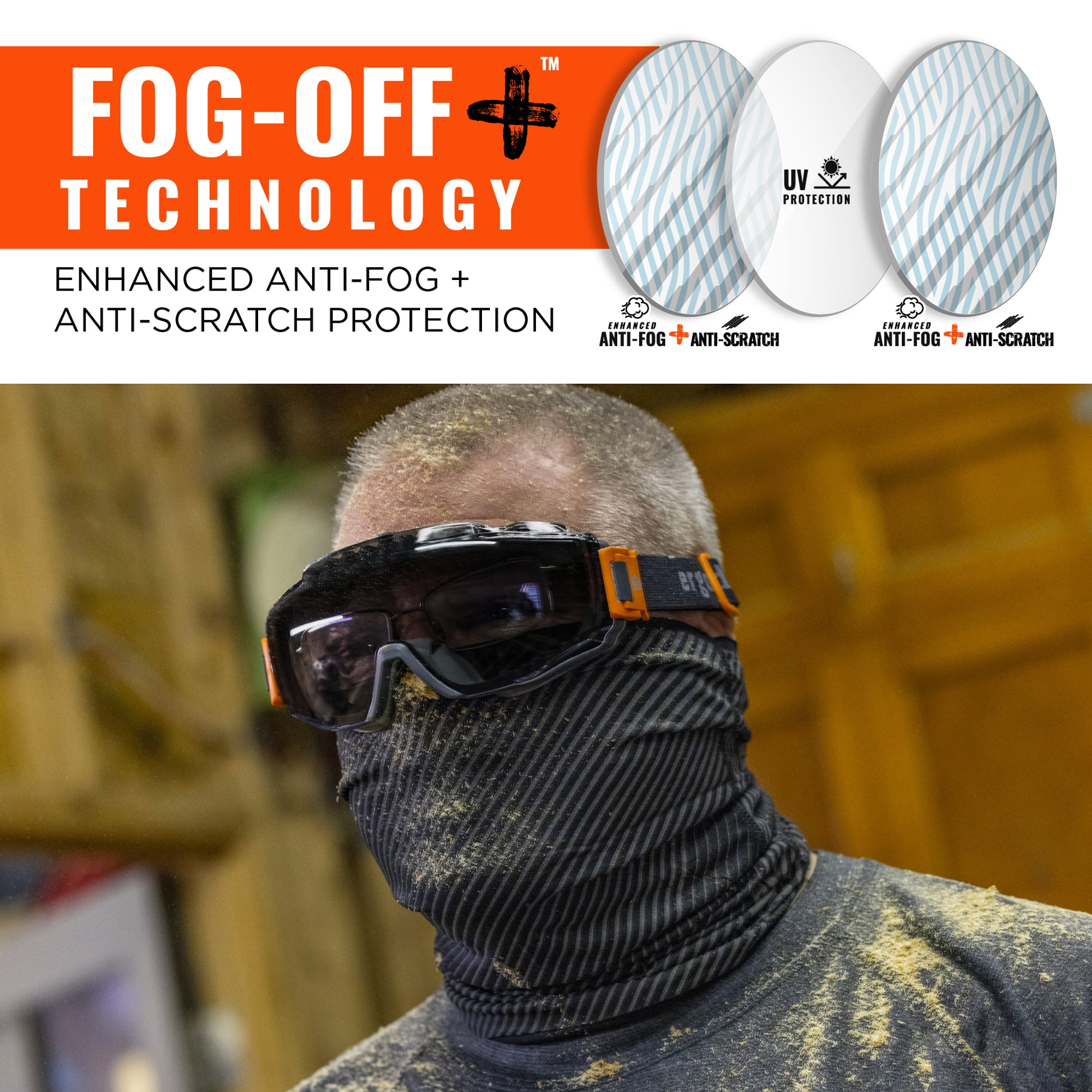 Ergodyne Skullerz MODI OTG Anti-Scratch & Enhanced Anti-Fog Safety Goggles Replacement Lens - 60305