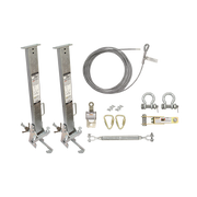 FallTech 30' SteelGrip Temporary Cable HLL System and Stanchions with 24" beam clamps - 6033024