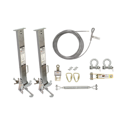 FallTech 30' SteelGrip Temporary Cable HLL System and Stanchions with 24" beam clamps - 6033024