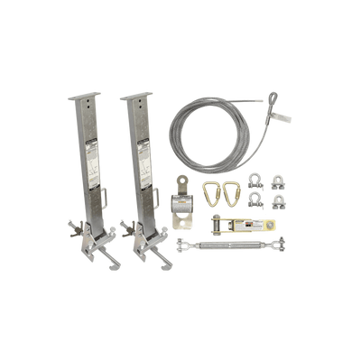 FallTech 60' SteelGrip Temporary Cable HLL System and Stanchions with 24" beam clamps - 6036024