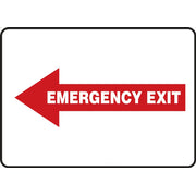 Safety Sign: Emergency Exit (White Text In Left Red Arrow) 7" x 10" Adhesive Dura-Vinyl 1/Each - MEXT558XV