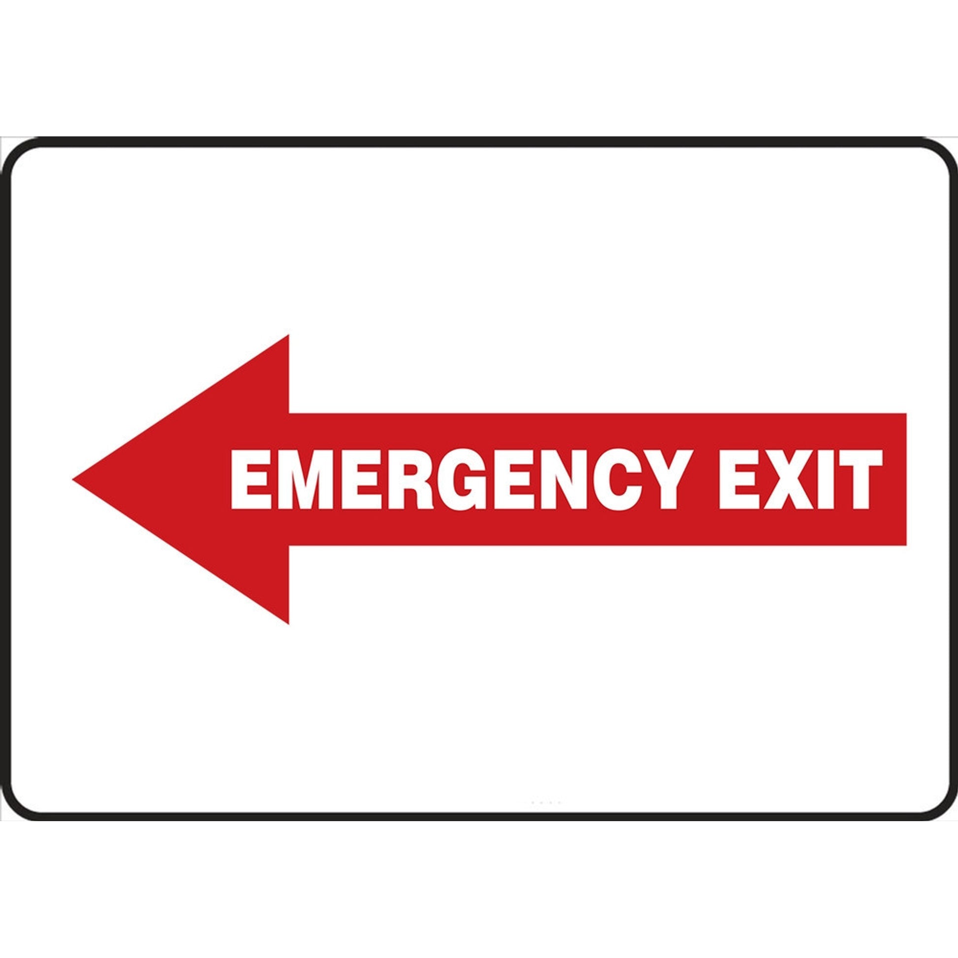 Safety Sign: Emergency Exit (White Text In Left Red Arrow) 7" x 10" Adhesive Dura-Vinyl 1/Each - MEXT558XV