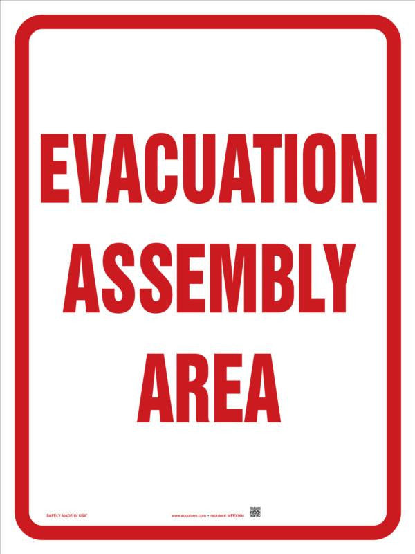 Safety Sign: Evacuation Assembly Area 24" x 18" Plastic / - MFEX504VP
