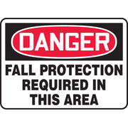 OSHA Danger Safety Sign: Fall Protection Required In This Area 10" x 14" Plastic / - MFPR008VP