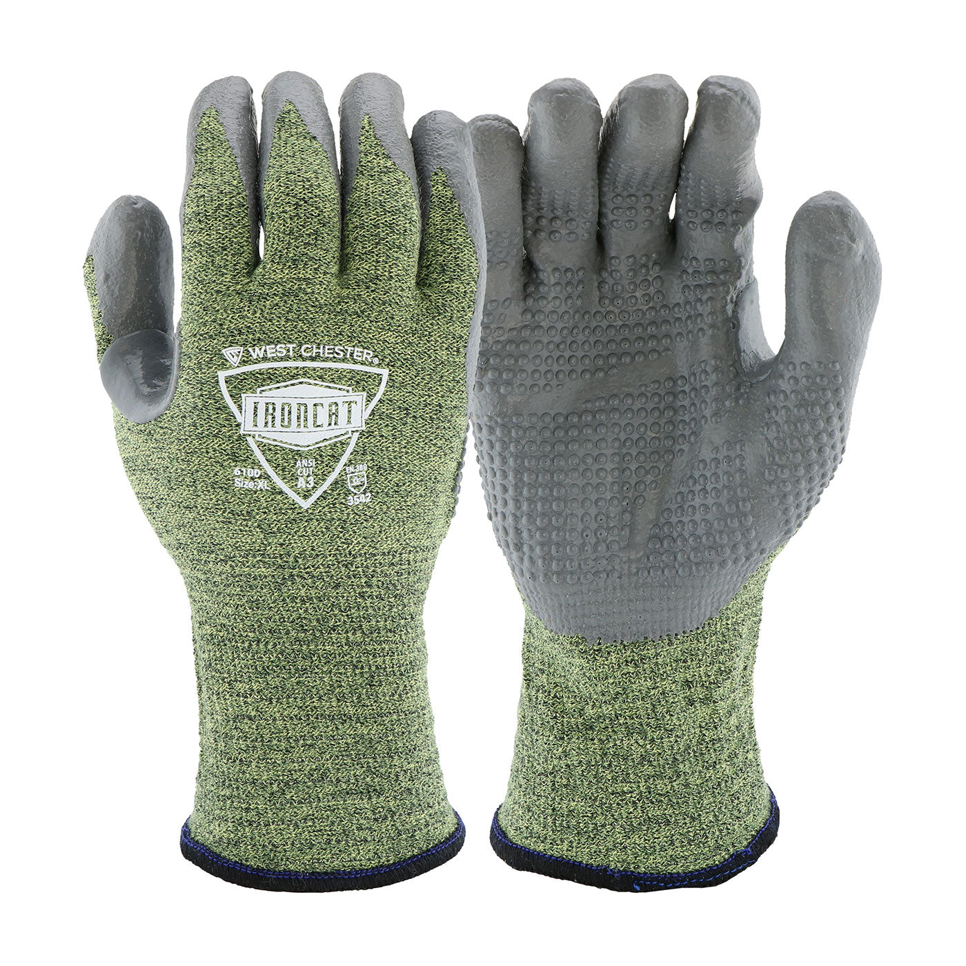 Ironcat Flame Resistant Seamless Knit TIG Welder's Glove w/Silicone Coating - Green - 12/PR - 6100