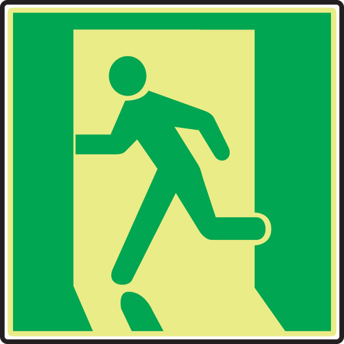 NFPA 170 Glow-In-The-Dark Safety Sign: (Emergency Exit Left) 8" x 8" Lumi-Glow Flex 1/Each - MLEX531GF
