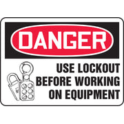 OSHA Danger Safety Sign: Use Lockout Before Working On Equipment 10" x 14" Accu-Shield 1/Each - MLKT018XP
