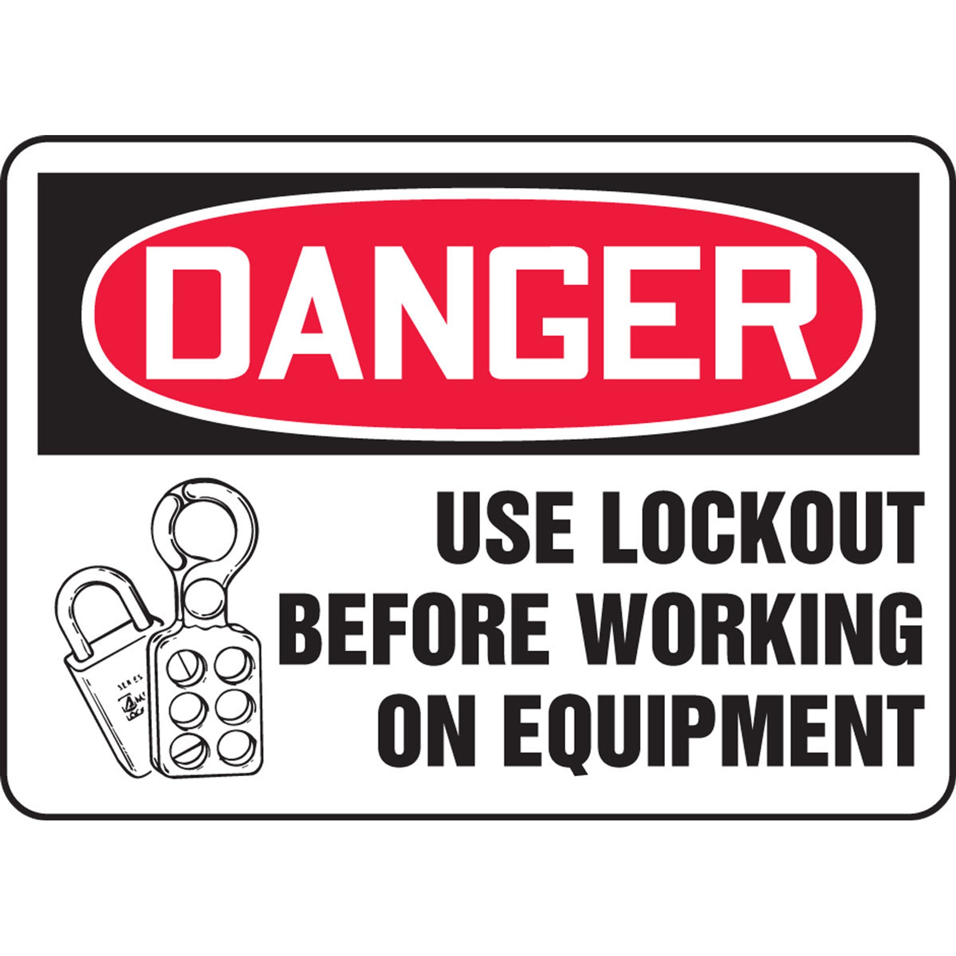 OSHA Danger Safety Sign: Use Lockout Before Working On Equipment 10" x 14" Accu-Shield 1/Each - MLKT018XP