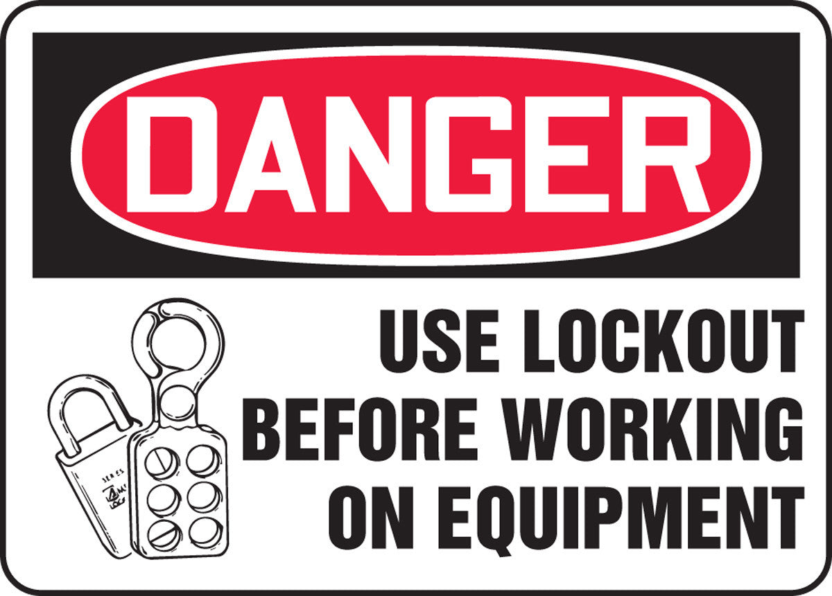 OSHA Danger Safety Sign: Use Lockout Before Working On Equipment 10" x 14" Accu-Shield 1/Each - MLKT018XP