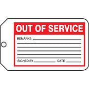 Safety Tag: Out Of Service RP-Plastic / - MMT329PTP