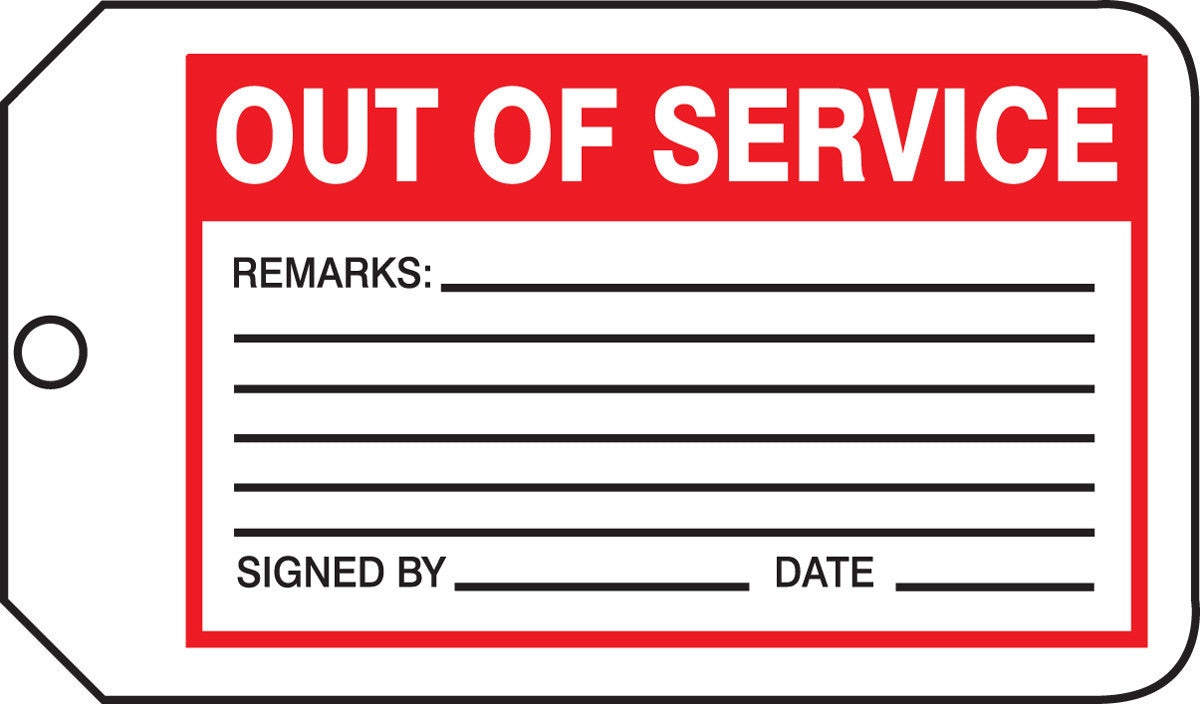 Safety Tag: Out Of Service RP-Plastic / - MMT329PTP