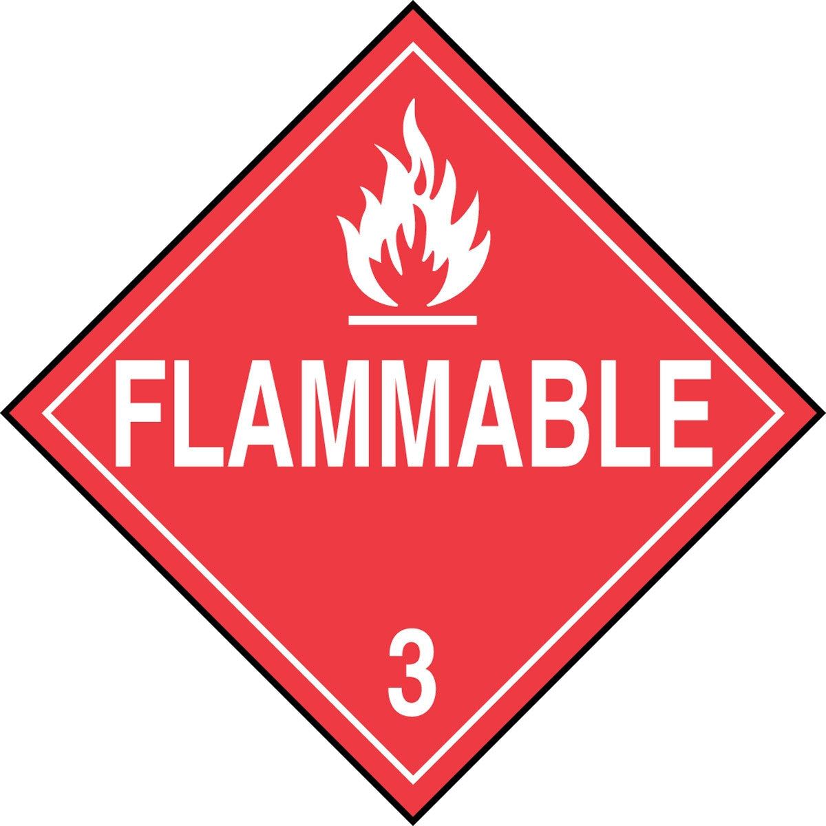 DOT Placard: Hazard Class 3 - Flammable Liquids (Flammable) 10 3/4" x 10 3/4" Plastic / - MPL301VP25