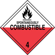 DOT Placard: Hazard Class 4 - Spontaneously Combustible 10 3/4" x 10 3/4" Reflective Vinyl 25/Pack - MPL403FV25