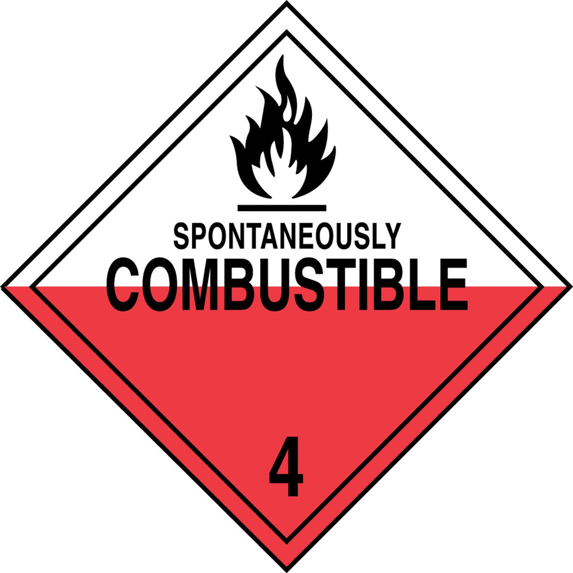 DOT Placard: Hazard Class 4 - Spontaneously Combustible 10 3/4" x 10 3/4" Reflective Vinyl 25/Pack - MPL403FV25