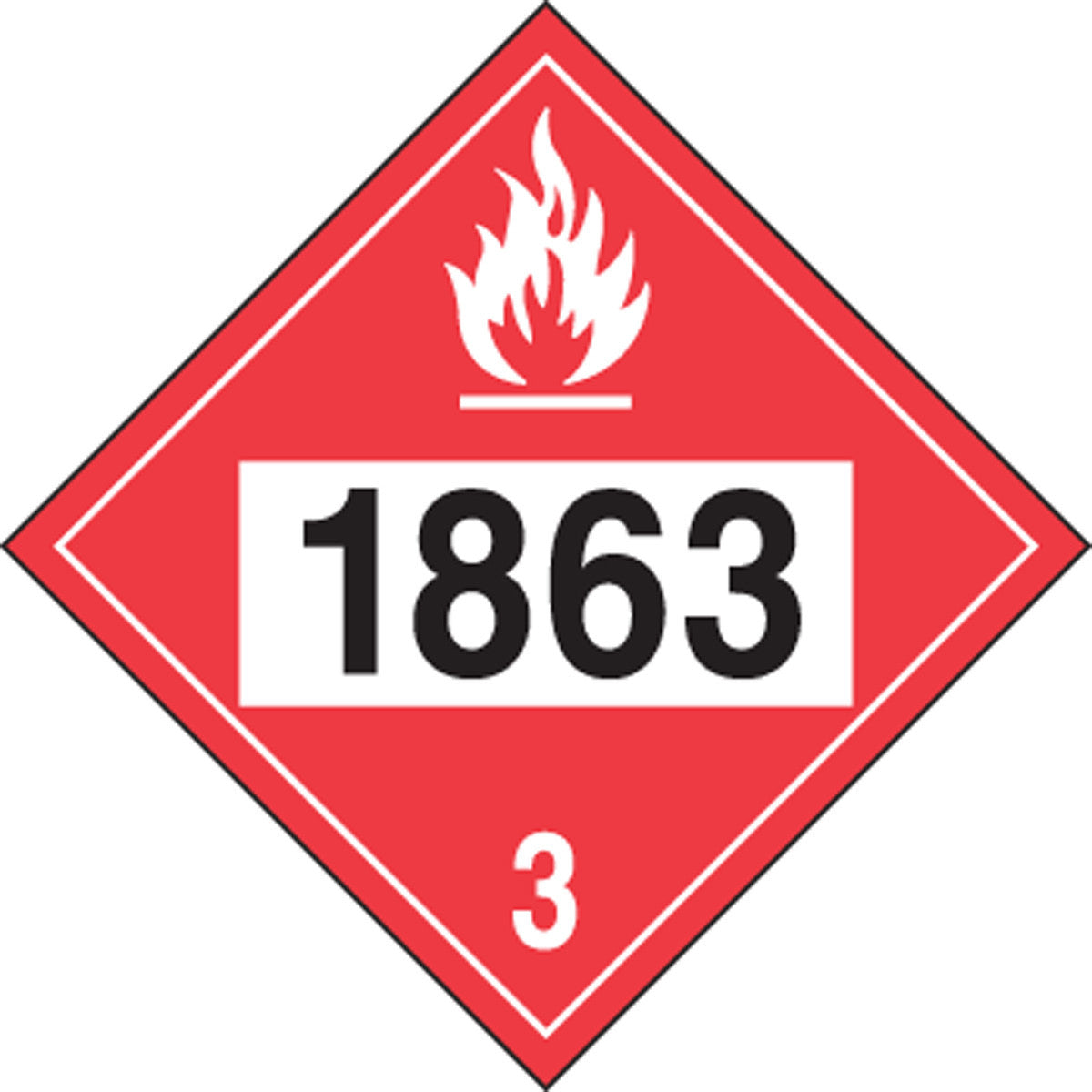 4-Digit DOT Placards: Hazard Class 3 - 1863 (Fuel, Aviation) 10 3/4" x 10 3/4" Removable Vinyl 10/Pack - MPL732RM10