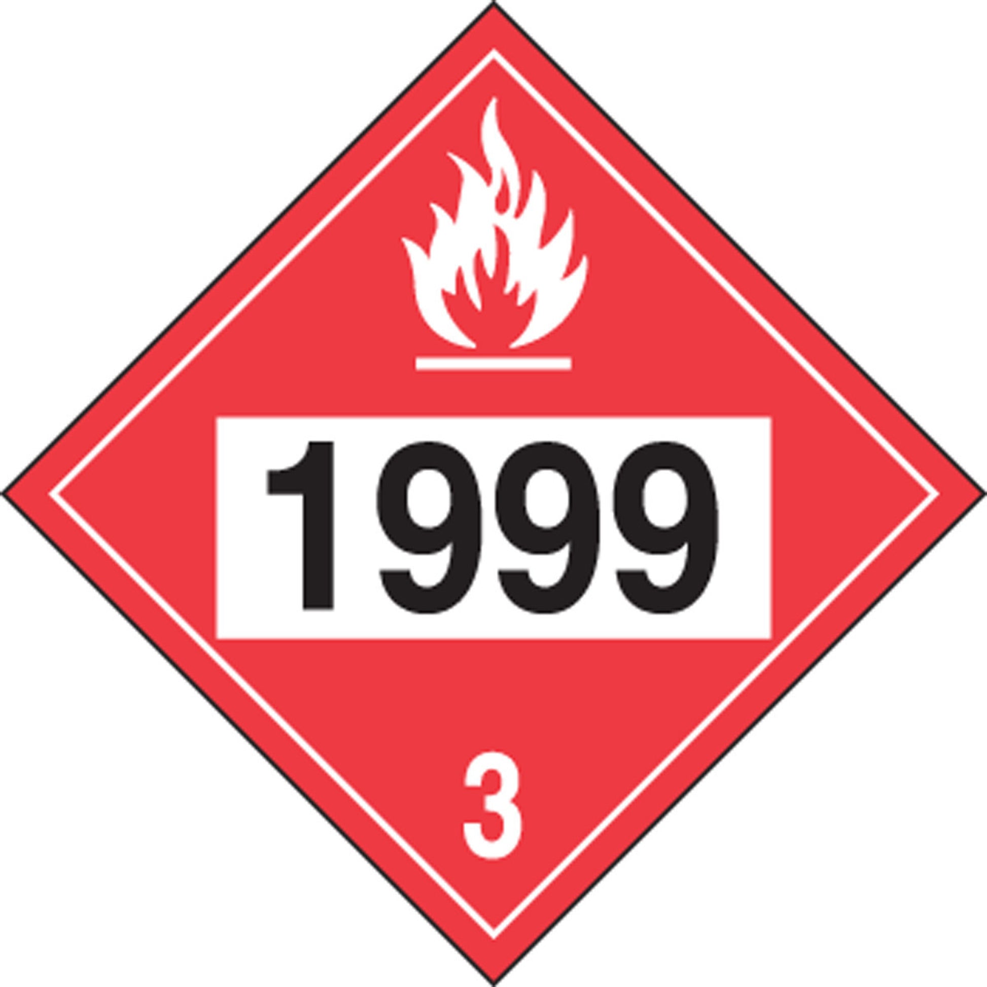 4-Digit DOT Placards: Hazard Class 3 - 1999 (Asphalt, Tars) 10 3/4" x 10 3/4" Plastic 100/Pack - MPL740VP100