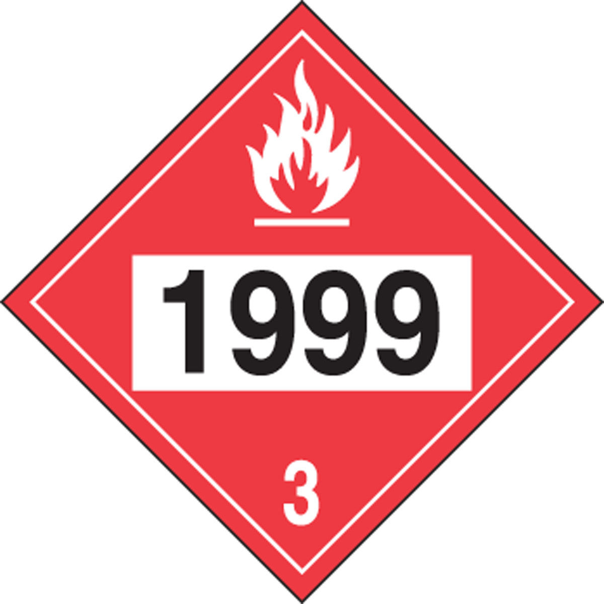 4-Digit DOT Placards: Hazard Class 3 - 1999 (Asphalt, Tars) 10 3/4" x 10 3/4" Plastic 100/Pack - MPL740VP100