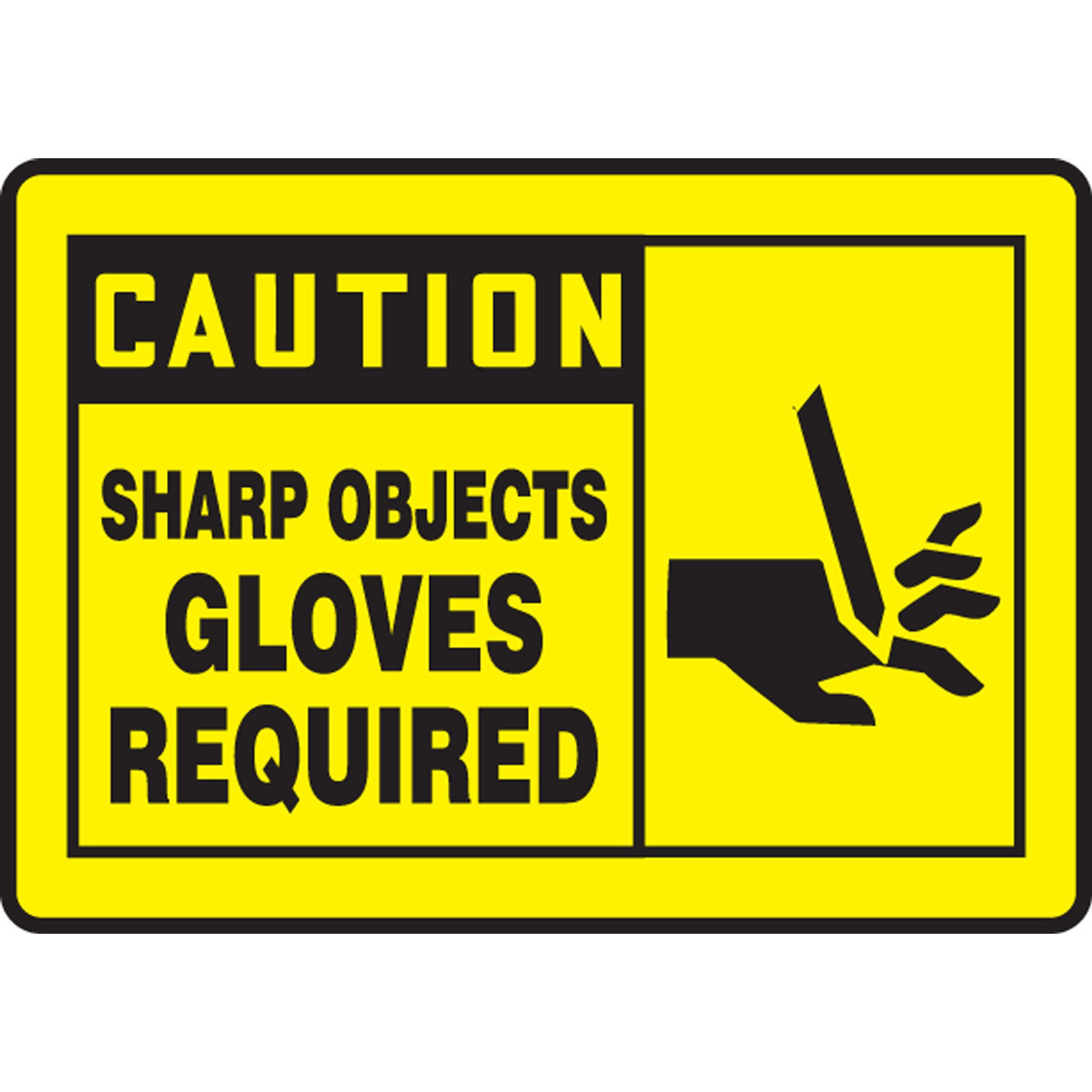 OSHA Caution Safety Sign: Sharp Objects 7" x 10" Plastic 1/Each - MPPE666VP
