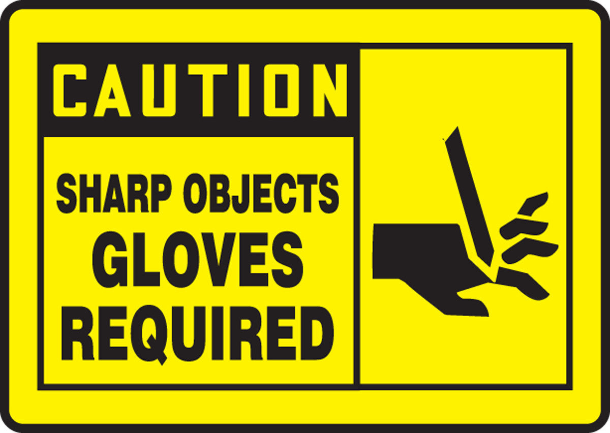OSHA Caution Safety Sign: Sharp Objects 7" x 10" Plastic 1/Each - MPPE666VP