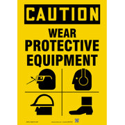 OSHA Caution Safety Sign: Wear Protective Equipment 14" x 10" Aluminum / - MPPE755VA