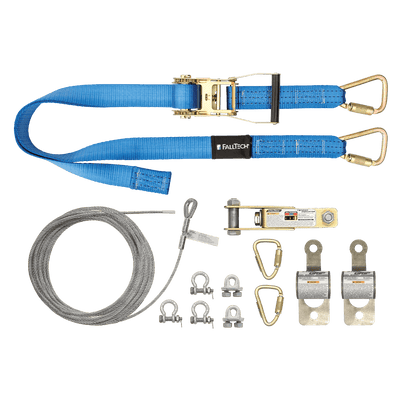 FallTech 100' SteelGrip Plus Single-span Temporary Cable HLL Assembly without Anchors - 620100R