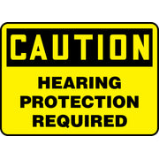 OSHA Caution Safety Sign: Hearing Protection Required 7" x 10" Aluminum / - MPPE792VA