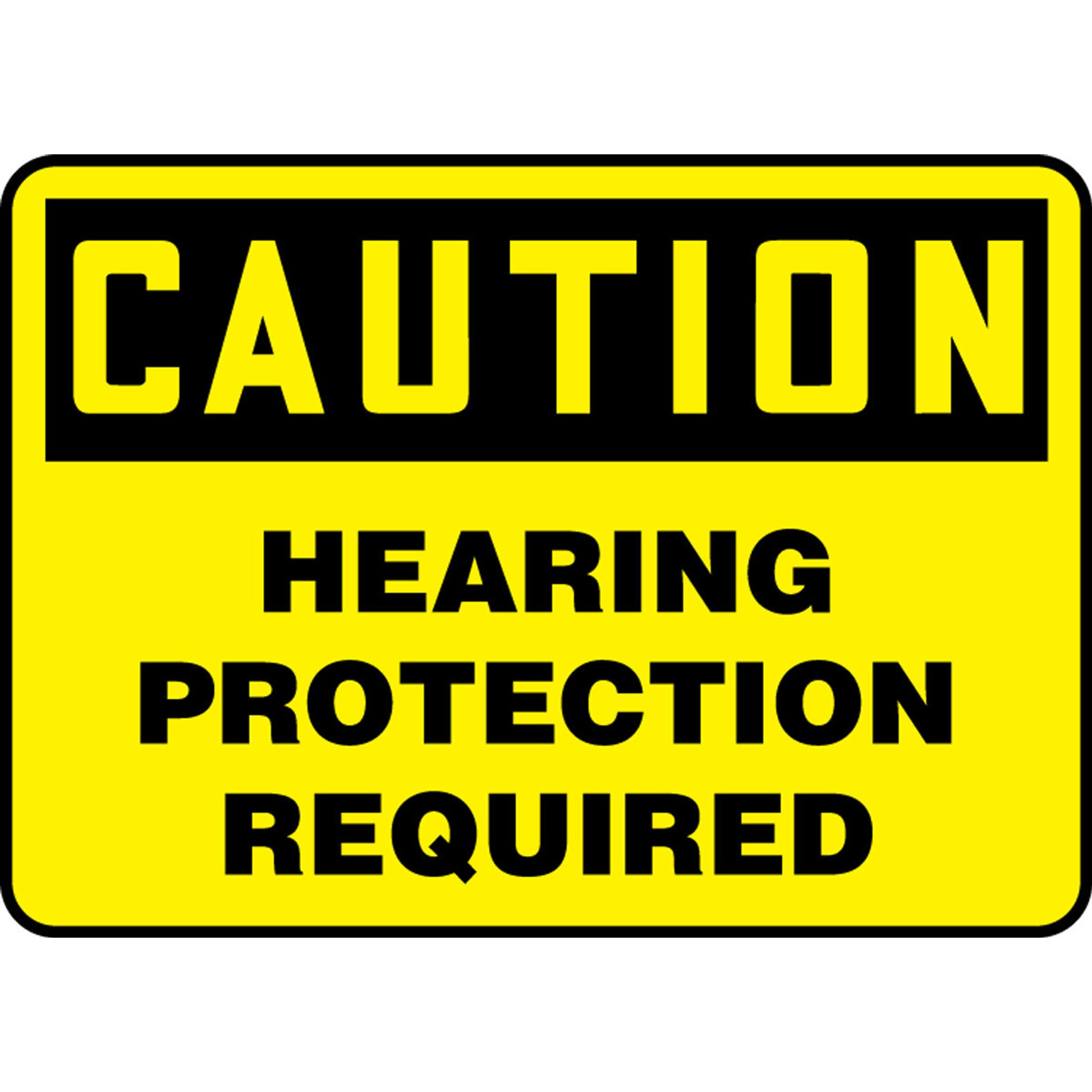 OSHA Caution Safety Sign: Hearing Protection Required 7" x 10" Aluminum / - MPPE792VA