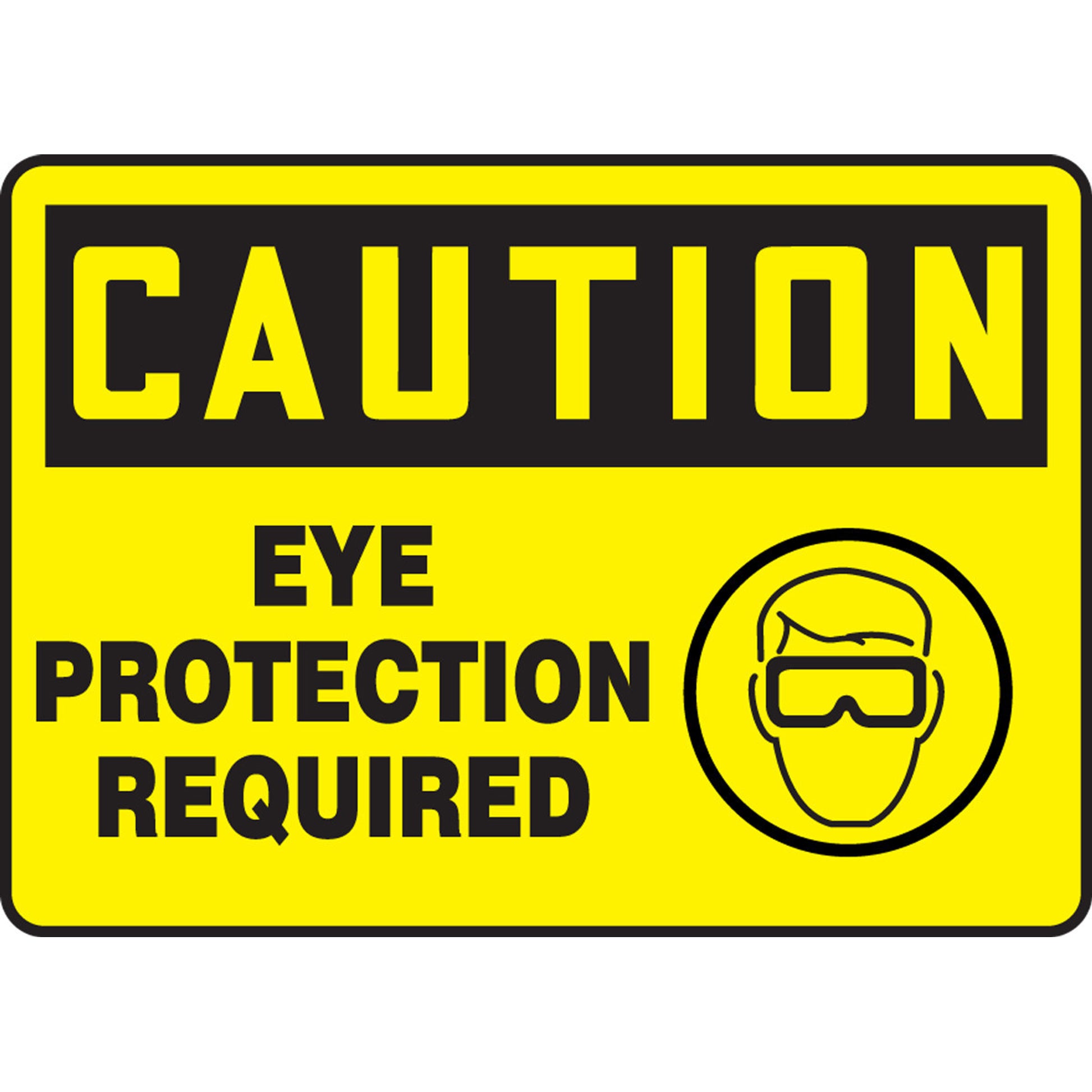 OSHA Caution Safety Sign: Eye Protection Required 7" x 10" Plastic / - MPPE795VP