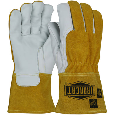 Ironcat AR Premium Top Grain Goatskin Leather MIG Welder's Glove w/Split Cowhide Back & Para-Aramid Liner - Brown - 1/DZ - 6243