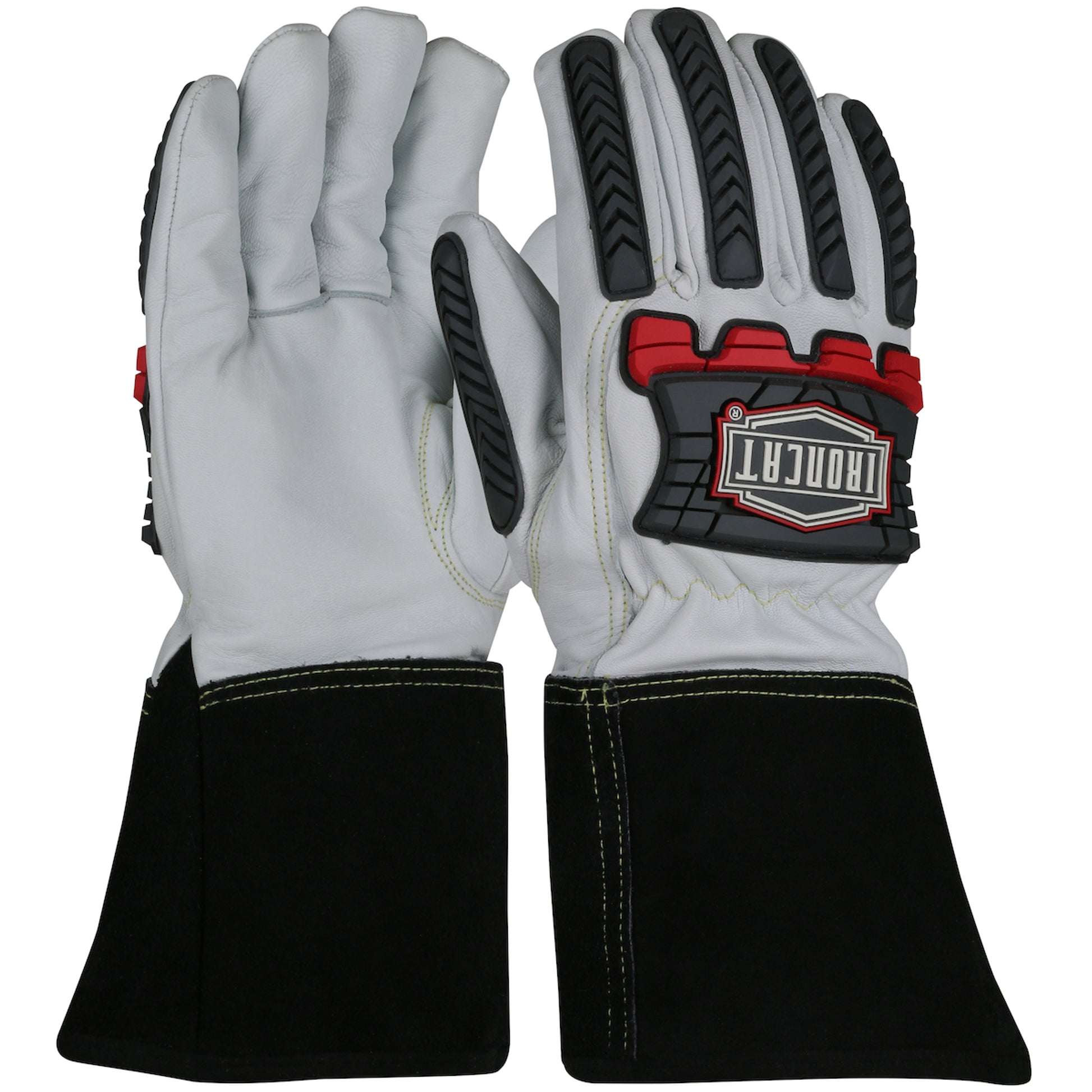 Ironcat AR Premium Grade Goatskin Leather TIG Welder's Glove w/Aramid Liner &  DuPont Kevlar Stitching - TPR Impact Protection - Natural - 12/PR - 6244