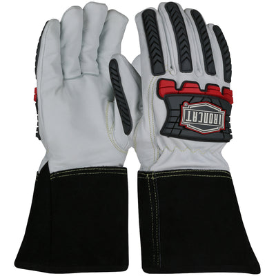 Ironcat AR Premium Grade Goatskin Leather TIG Welder's Glove w/Aramid Liner & DuPont Kevlar Stitching - TPR Impact Protection - Natural - 12/PR - 6244
