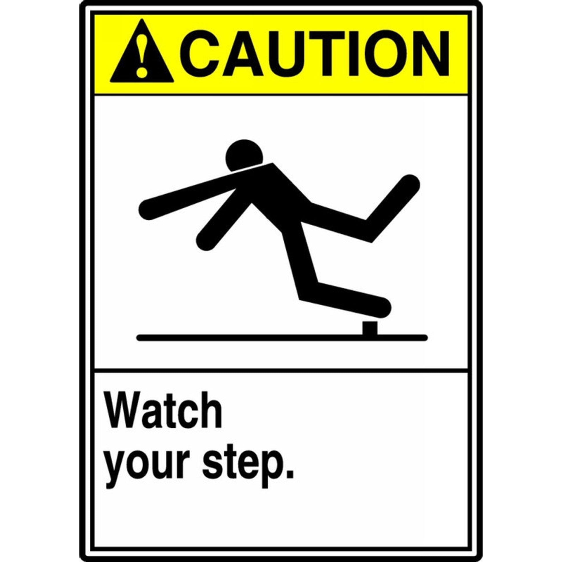 ANSI Caution Safety Sign: Watch Your Step. 10" x 7" Aluminum 1/Each - MRTF607VA