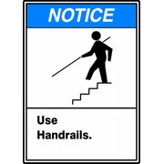 ANSI Notice Safety Sign: Use Handrails 10" x 7" Plastic / - MRTF800VP
