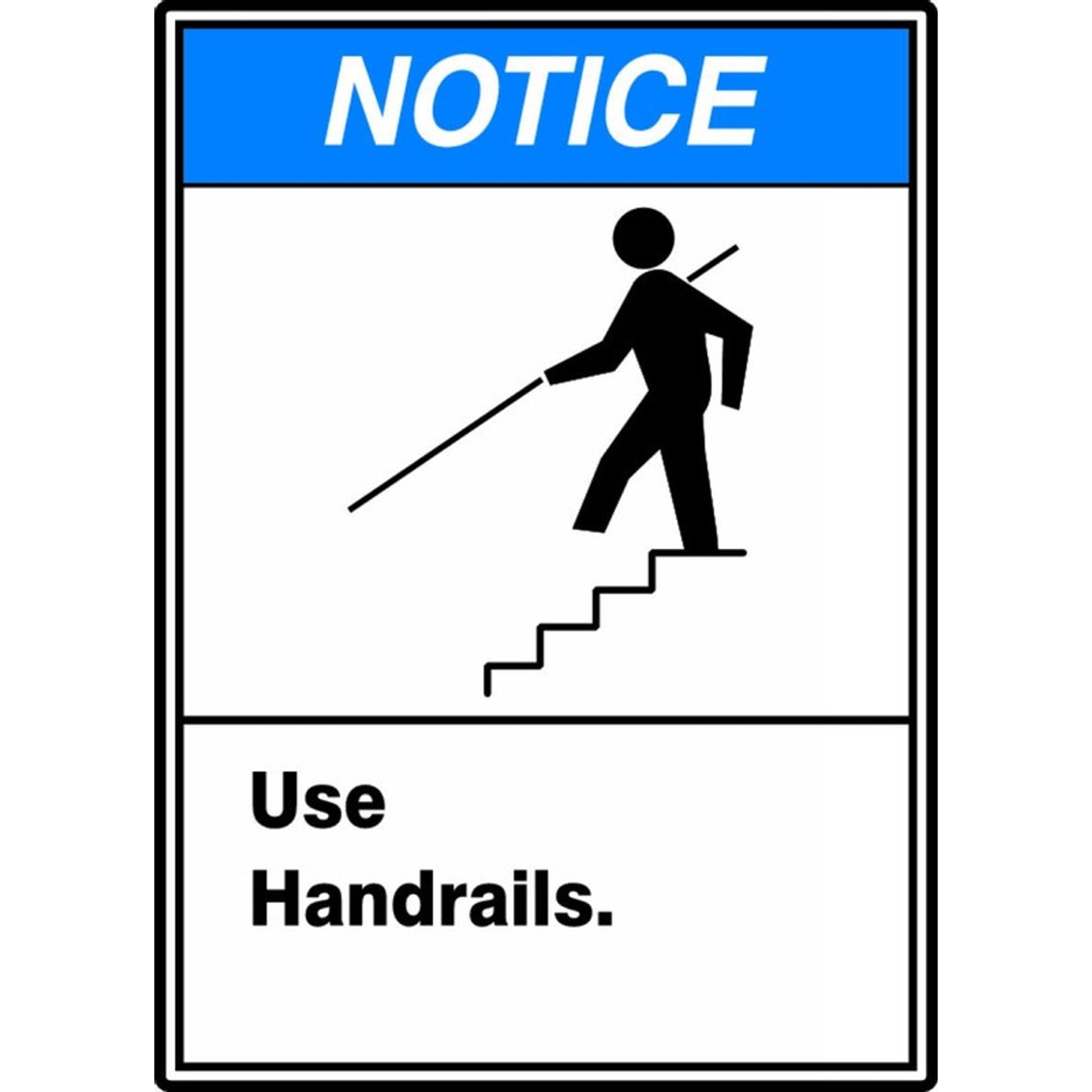 ANSI Notice Safety Sign: Use Handrails 10" x 7" Plastic / - MRTF800VP
