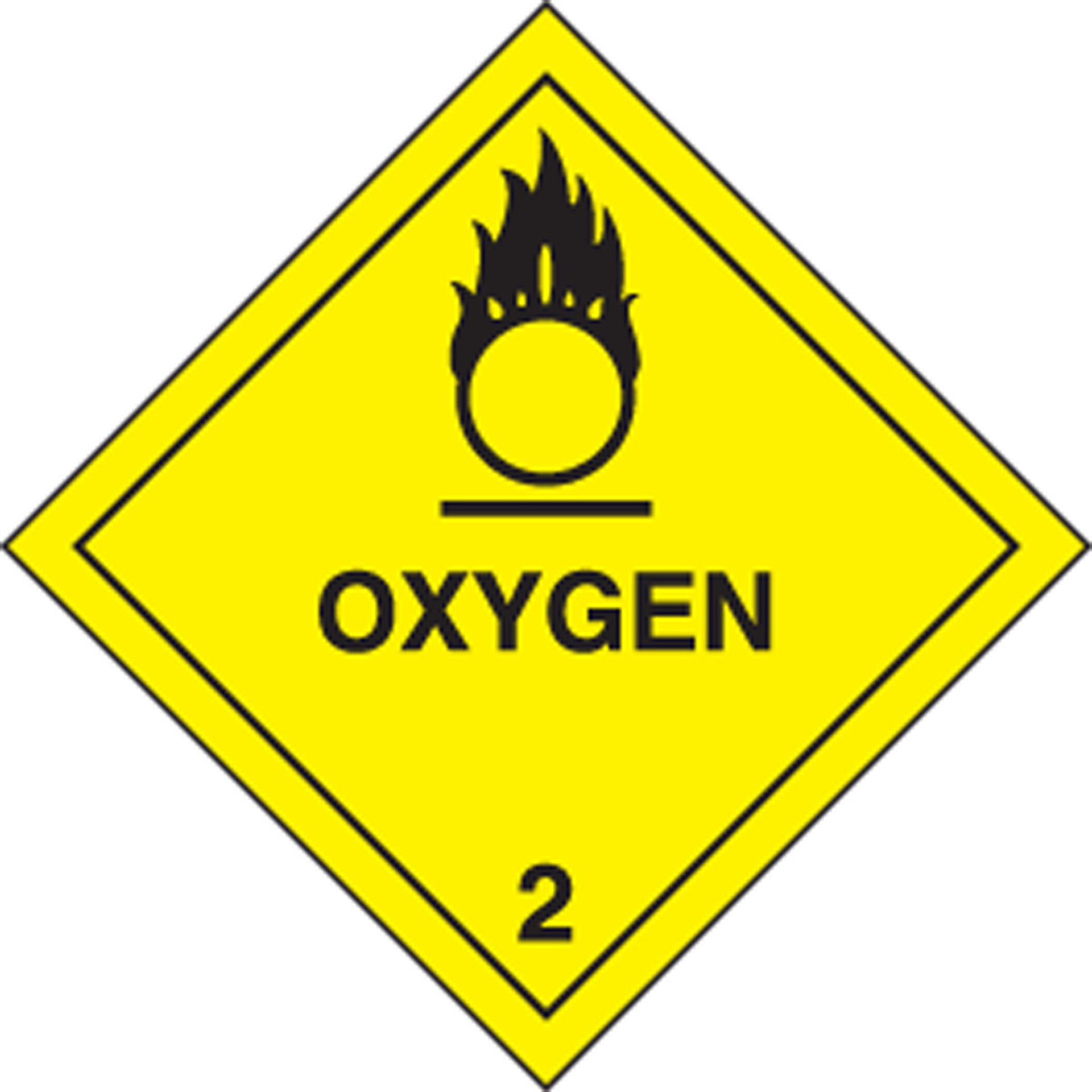 DOT Shipping Labels: Hazard Class 2: Oxygen 4" x 4" Adhesive Poly 500/Roll - MSL204EV5