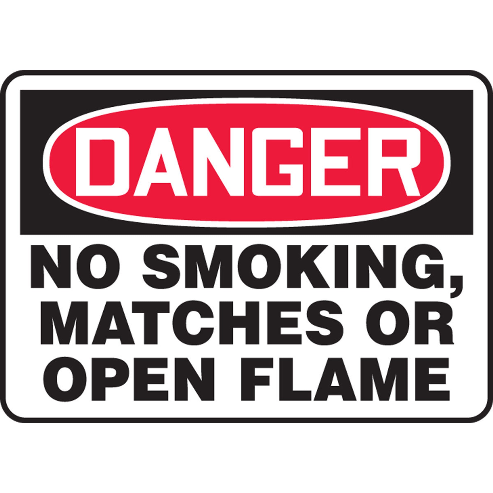 OSHA Danger Safety Sign: No Smoking, Matches Or Open Flame 7" x 10" Aluminum / - MSMK004VA
