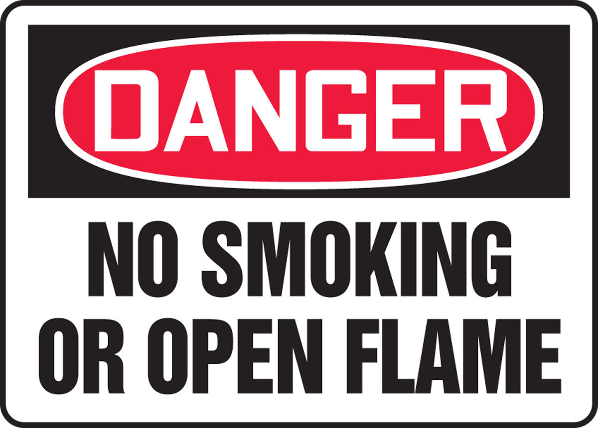 OSHA Danger Safety Sign: No Smoking Or Open Flame 10" x 14" Aluminum / - MSMK050VA