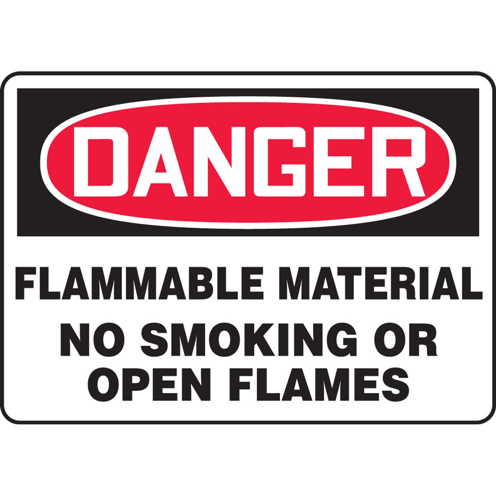 OSHA Danger Safety Sign: Flammable Material No Smoking Or Open Flames 10" x 14" Aluminum / - MSMK243VA