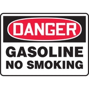 OSHA Danger Safety Sign: Gasoline - No Smoking 10" x 14" Plastic 1/Each - MSMK245VP
