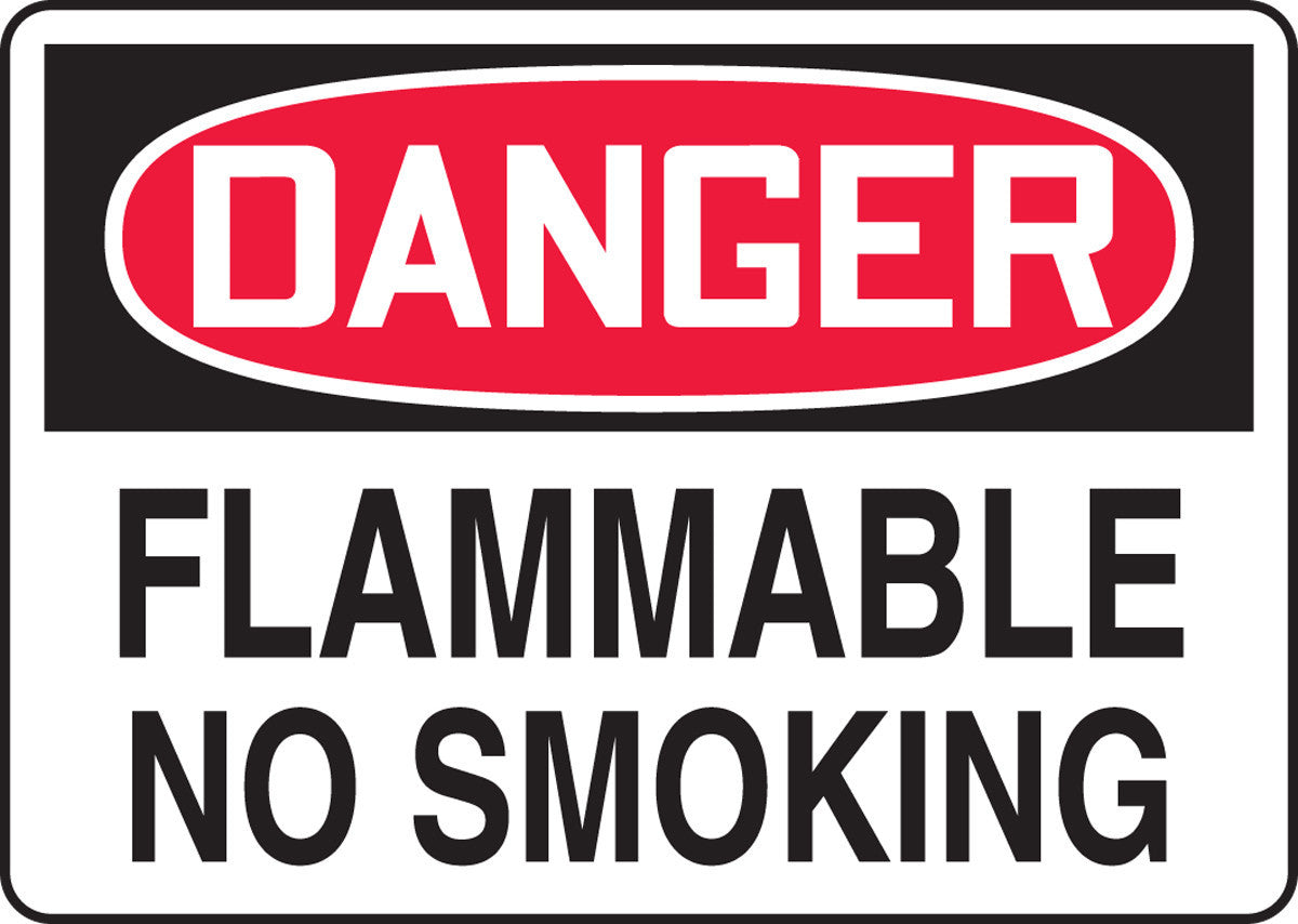 OSHA Danger Safety Sign: Flammable - No Smoking 10" x 14" Adhesive Vinyl / - MSMK246VS