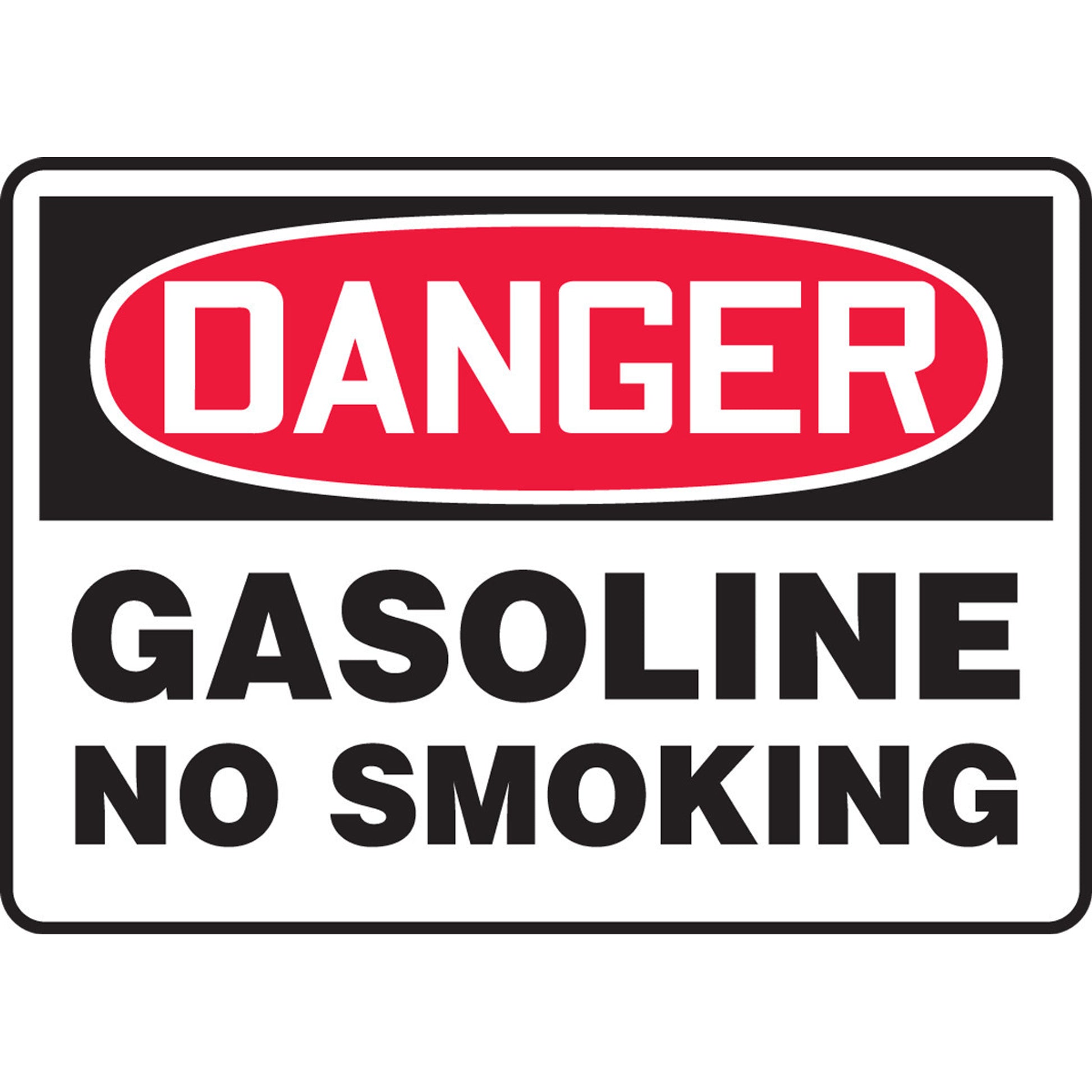 OSHA Danger Safety Sign: Gasoline - No Smoking 7" x 10" Adhesive Vinyl 1/Each - MSMK253VS