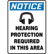 OSHA Notice Safety Sign: Hearing Protection Required In This Area 14" x 10" Plastic 1/Each - MTDX803VP