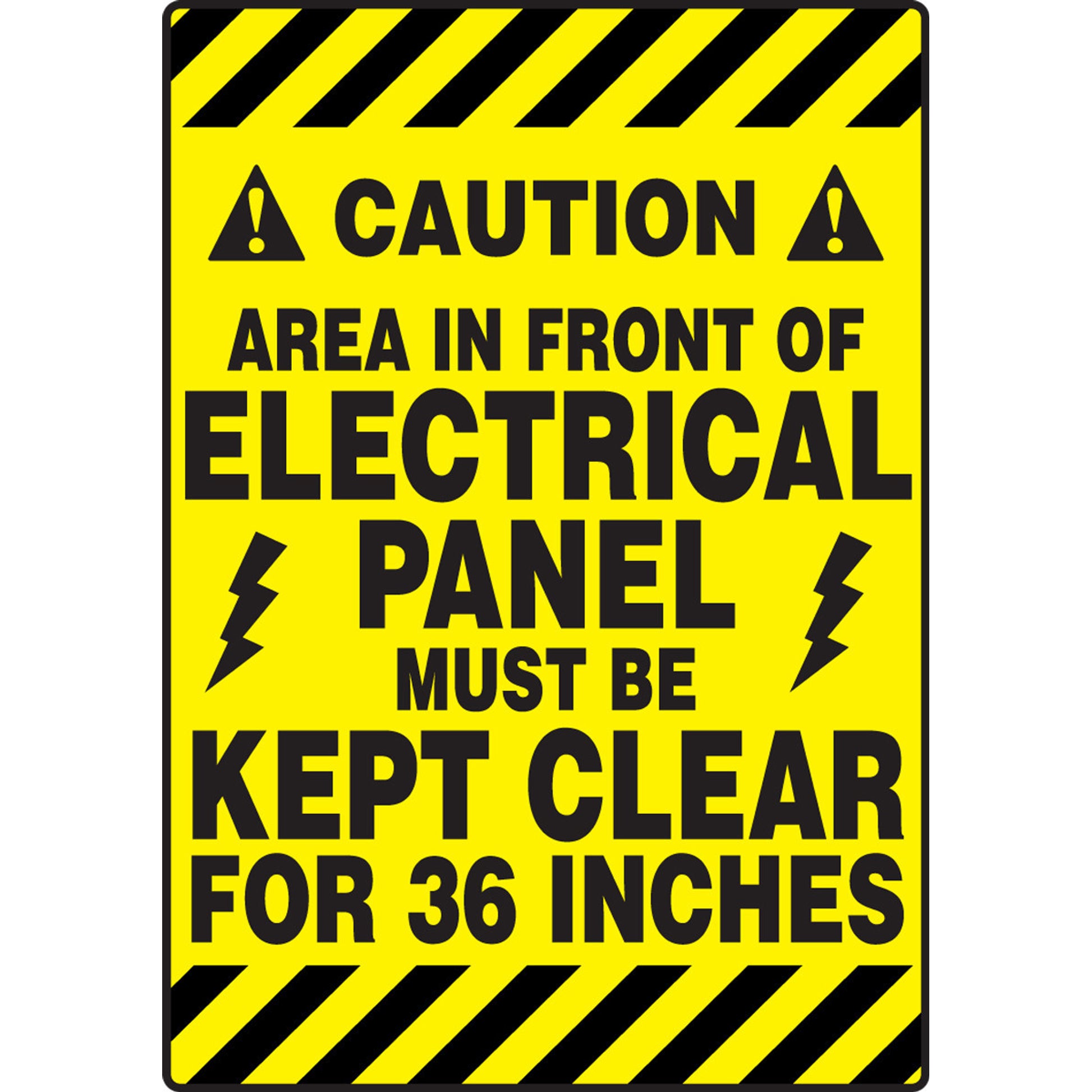 Slip-Gard ANSI Caution Border Floor Sign: Area In Front Of Electrical Panel Must Be Kept Clear For 36 Inches 36" x 24" 1/Each - PSR643