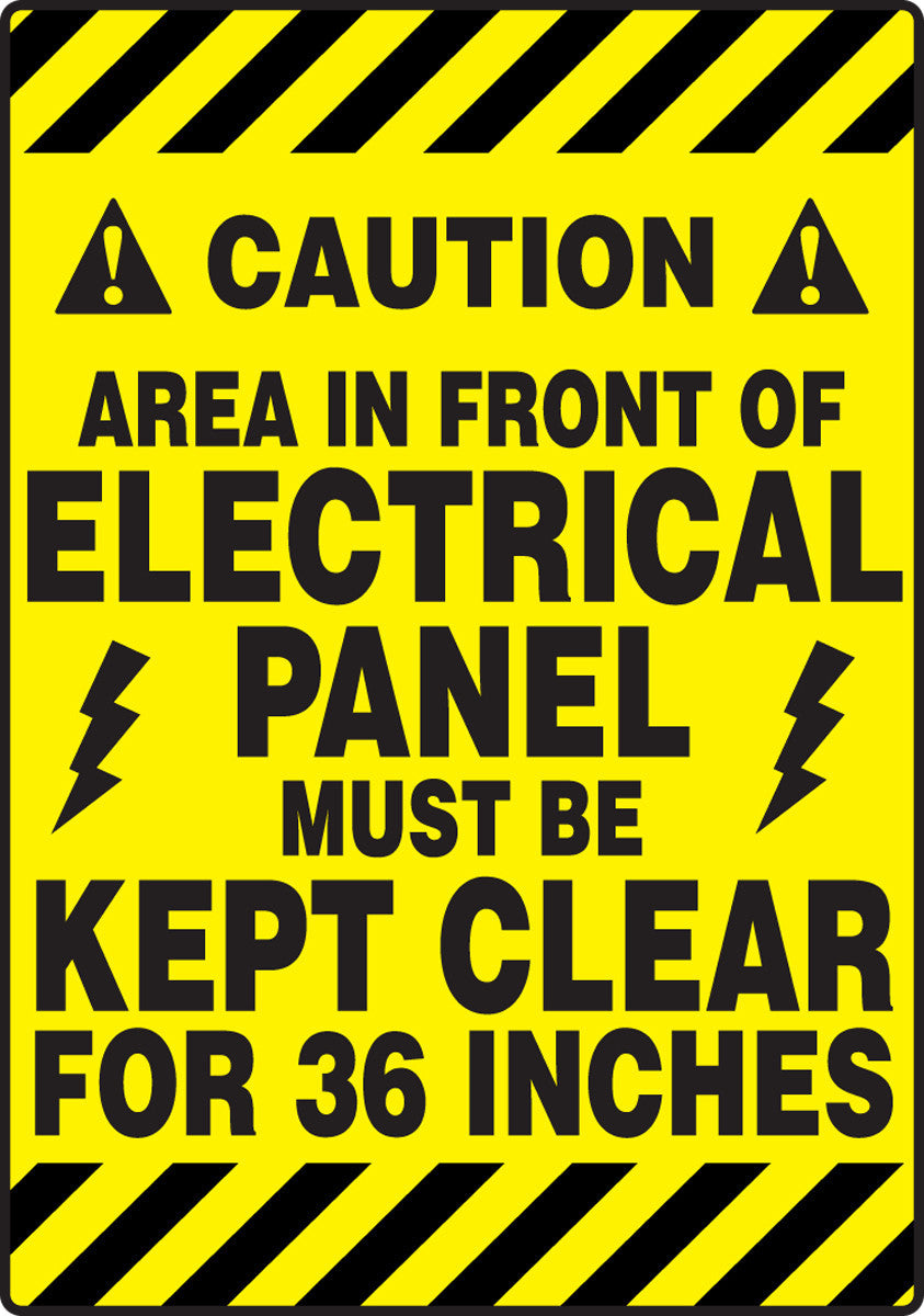 Slip-Gard ANSI Caution Border Floor Sign: Area In Front Of Electrical Panel Must Be Kept Clear For 36 Inches 36" x 24" 1/Each - PSR643