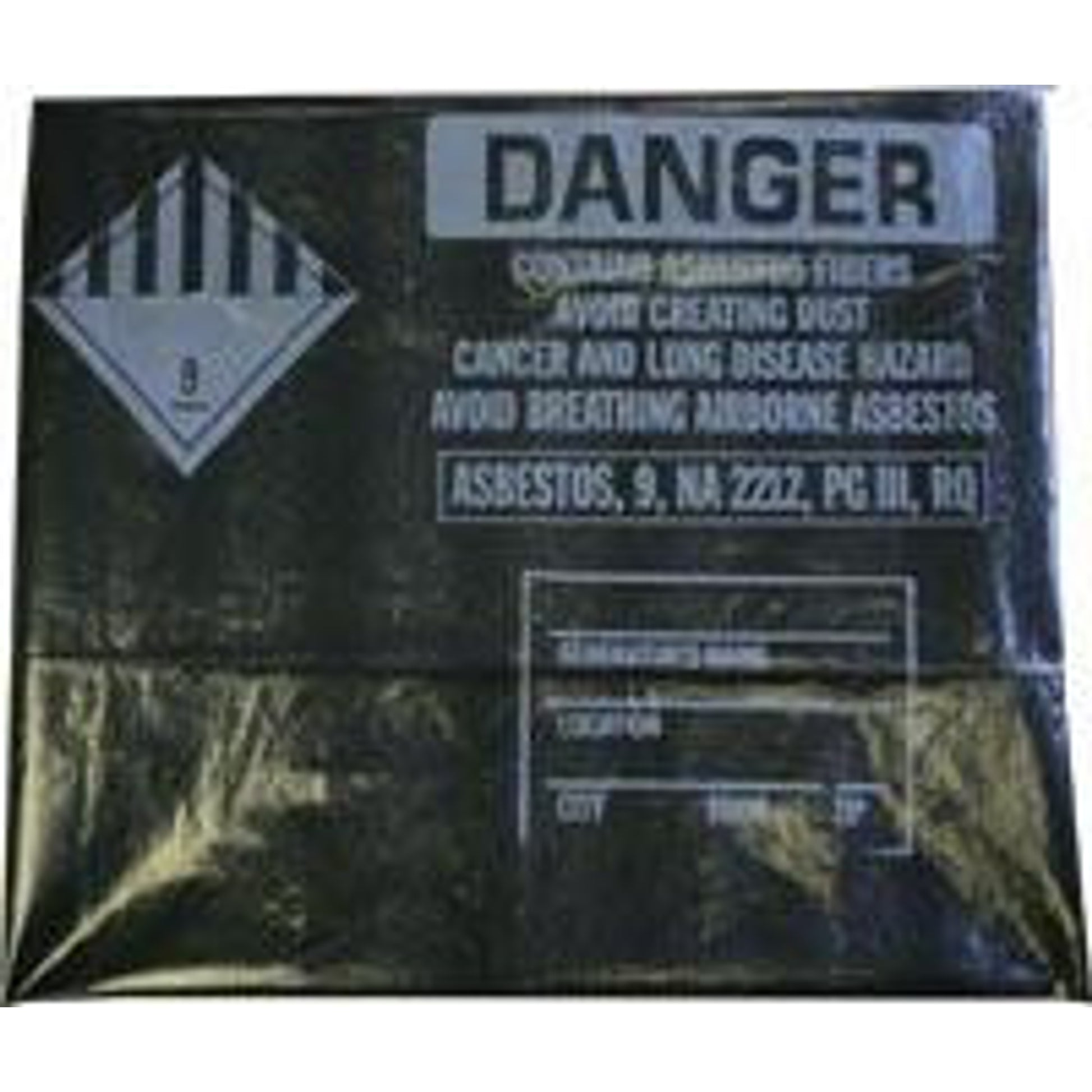 6 Mil Black 33"x50" Printed Asbestos Bags 75/roll