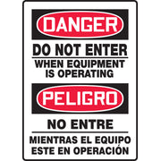 Bilingual OSHA Danger Safety Sign - Do Not Enter When Equipment Is Operating 14" x 10" Aluma-Lite 1/Each - SBMADM114XL