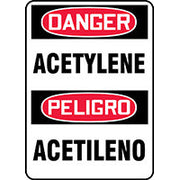 Bilingual OSHA Danger Safety Sign: Acetylene 14" x 10" Adhesive Vinyl 1/Each - SBMCHL174VS