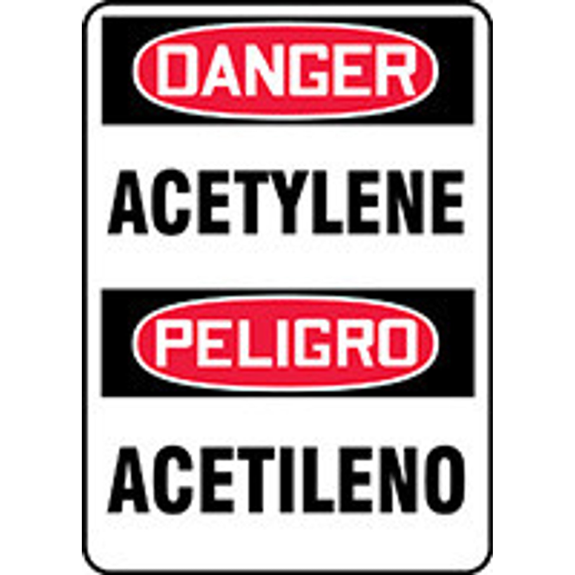Bilingual OSHA Danger Safety Sign: Acetylene 14" x 10" Adhesive Vinyl 1/Each - SBMCHL174VS