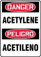 Bilingual OSHA Danger Safety Sign: Acetylene 14" x 10" Adhesive Vinyl 1/Each - SBMCHL174VS